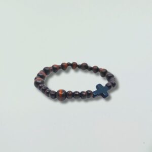 Fa rózsafüzér karkötő - sötét