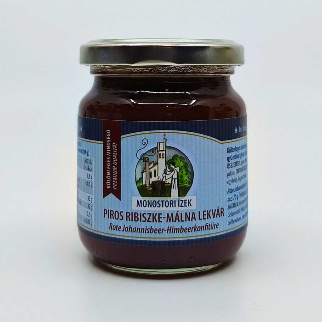 Piros ribiszke - málna lekvár 220 g – Ciszterci Monostor Kismaros ...