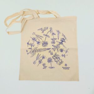 Vászontáska gyógynövényes mintákkal - kerek